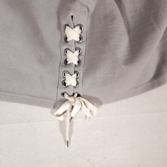 LL Bean Signature Short Sleeve Side Tie Gray Sweatshirt Womens Large Sporty - Picture 8 of 15